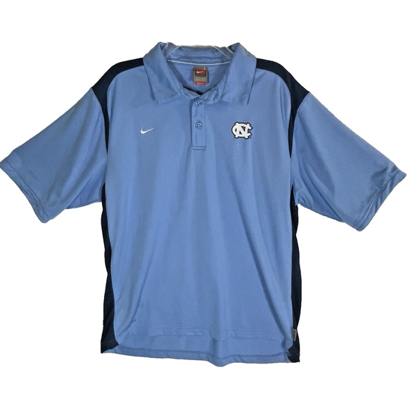 Nike FIT DRY Dri-Fit UNC Univ North Carolina Tarheels Team Polo Mens Size L Vtg - Picture 1 of 13